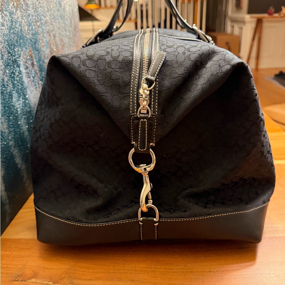 Coach Black Signature Canvas Travel Duffel Bag - Picture 7 of 15